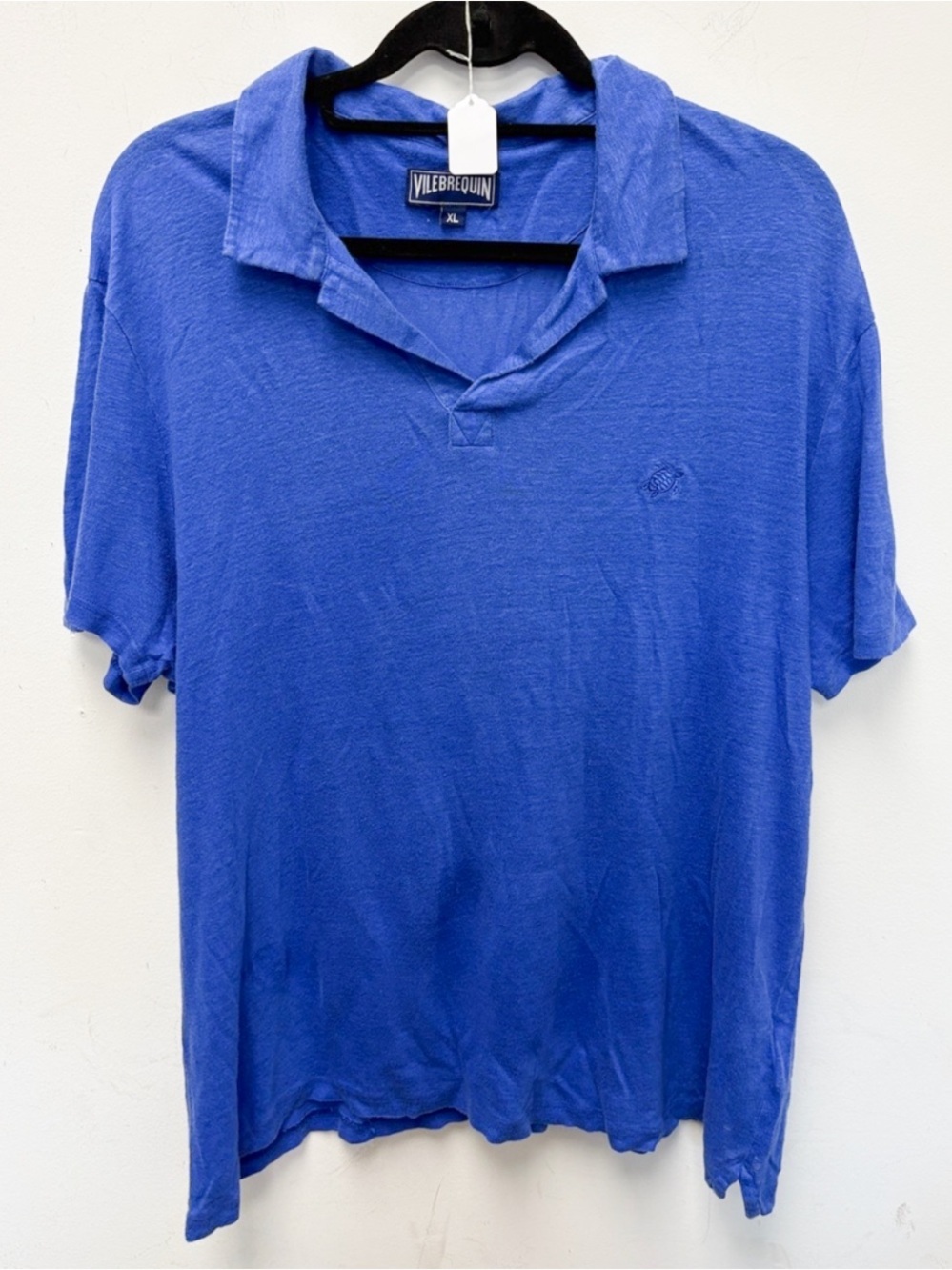 Vilebrequin linen Royal Blue Short Sleeve Polo